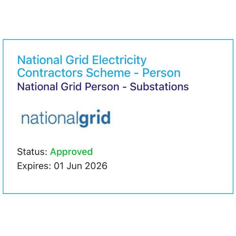 National Grid Electricity Contractors Scheme - Substations - Truecut Diamond Drilling Ltd
